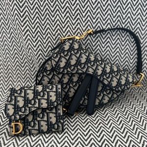 Dior mini Saddle Blue Dior Oblique Jacquard